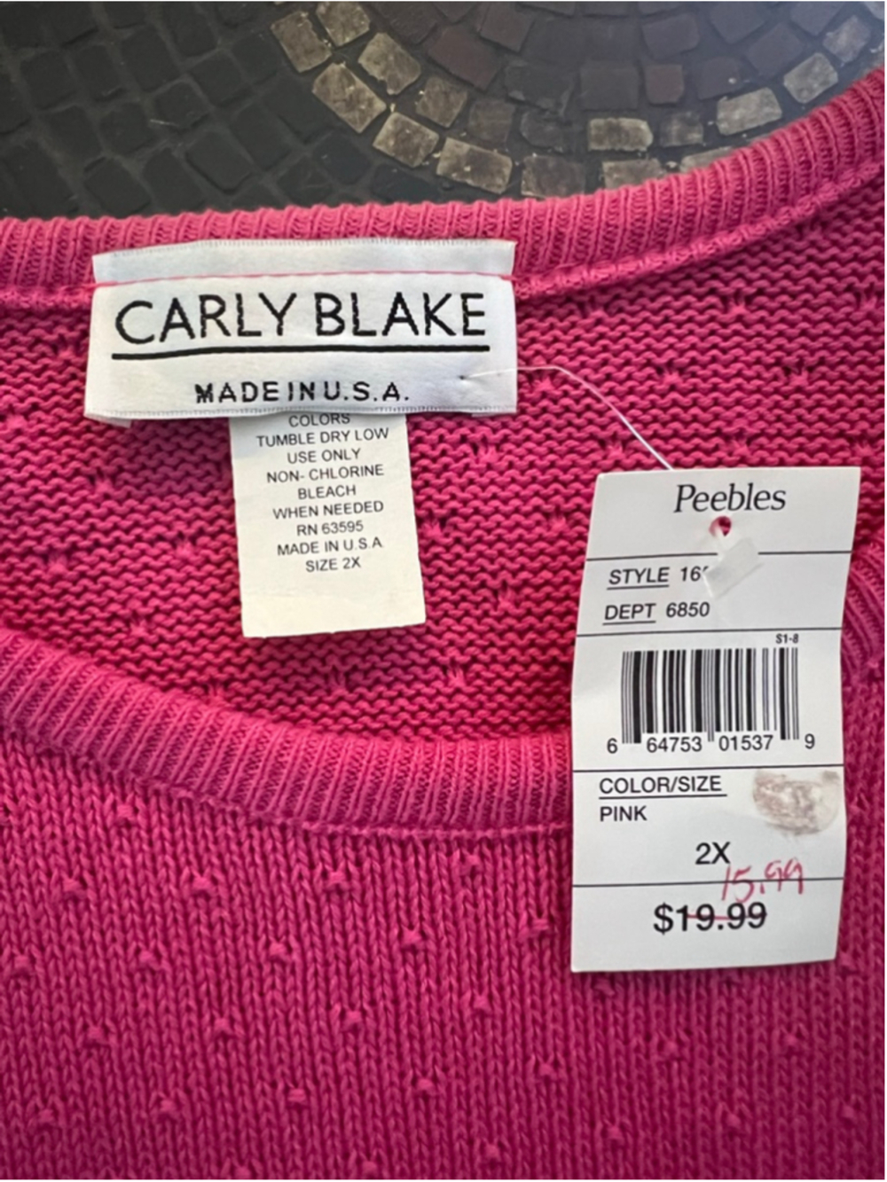 Carly Blake Sweater Vest Womens 2X Pink Sleeveless Knit Made In USA Cotton Vinta - Picture 4 of 6